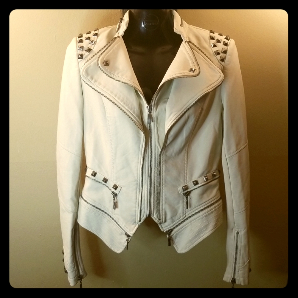 TCEC Studded Faux Leather Motorcycle Jacket